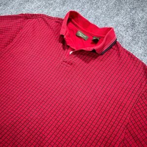 VINTAGE Dockers Golf Polo‎ Shirt Mens M Red Check Stretch Cotton 90s USA